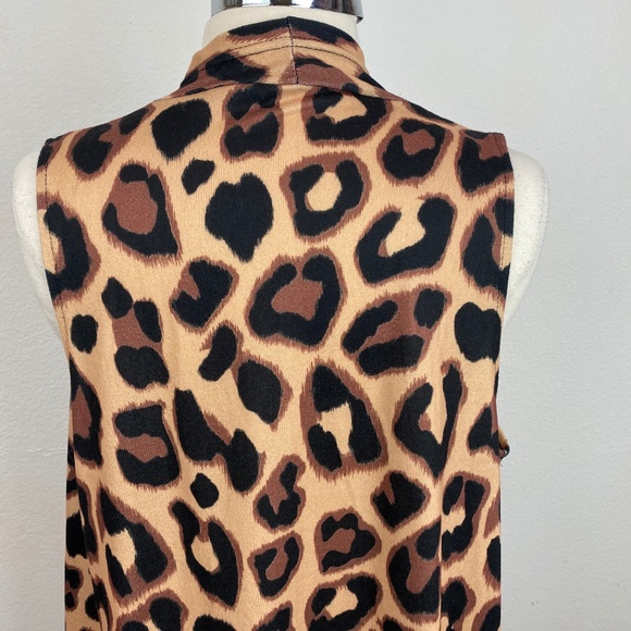 Loveu.Dear Womens Vest Small Cheetah Animal Print Waterfall Open Front Knit - Picture 7 of 10